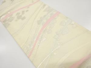 紗　よろけ横段に箔散らし模様織り出し　名古屋帯